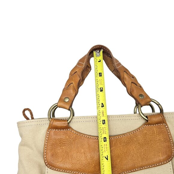 Eddie Bauer Canvas & Leather Small Tote Braided Double Handles Buckle Accent - Picture 12 of 16